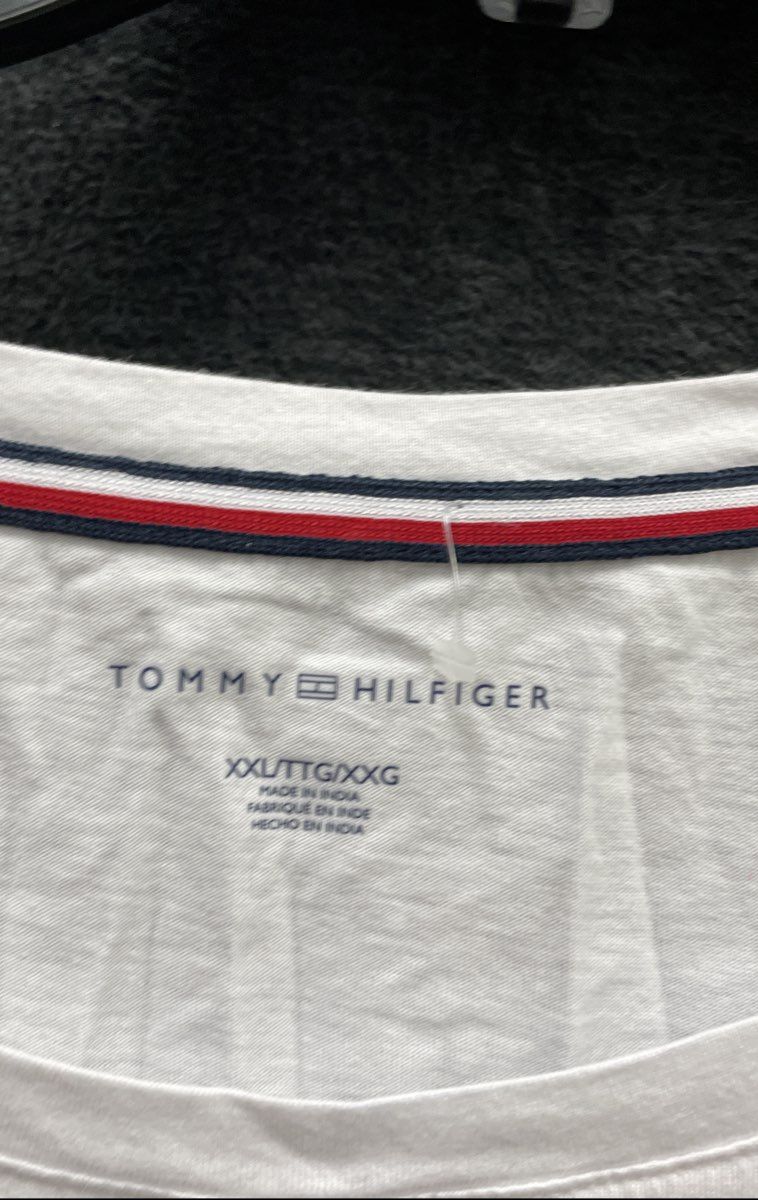 Tommy Hilfiger Women's White Striped Multi-color Logo Graphic T-Shirt NWT XXL