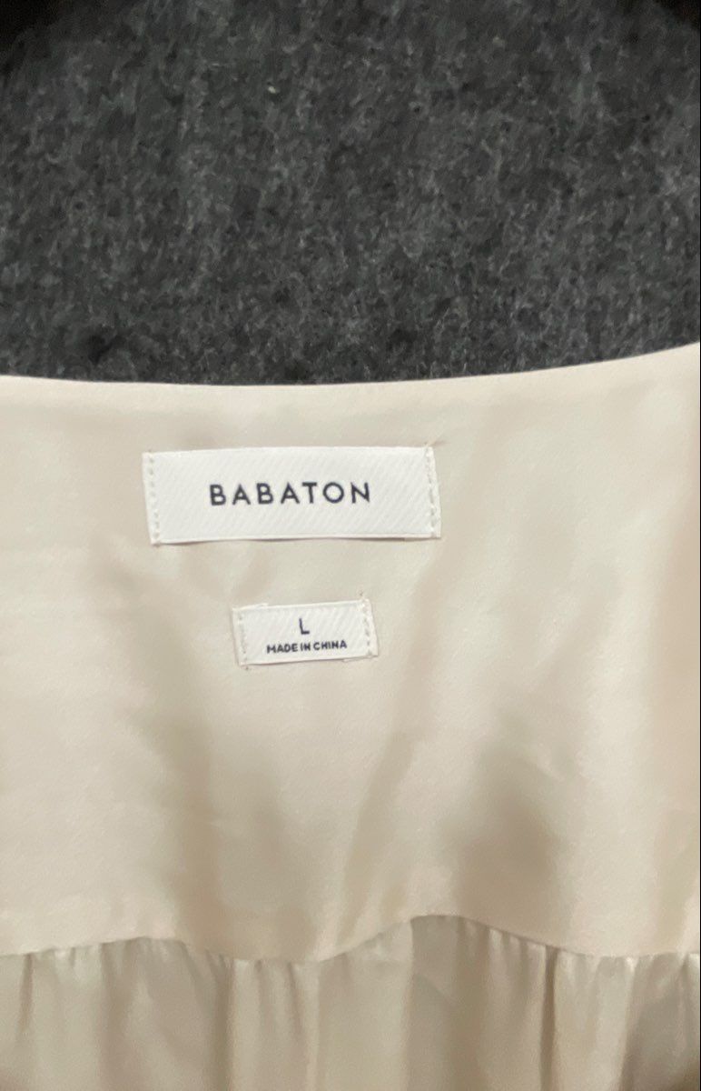 Babaton Women's Matte Pearl Satin Moire Surplice Wrap Dress Sz L NWT