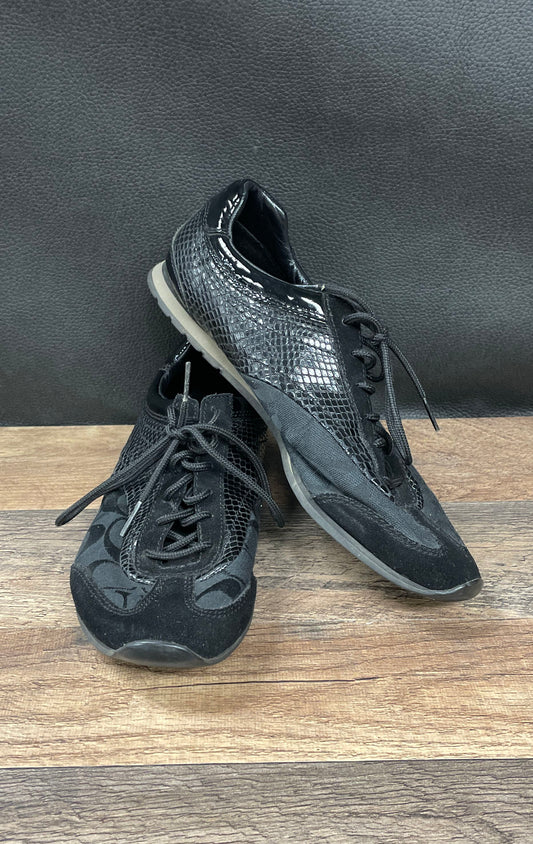 Coach Kodie Q534 Black Snakeskin Monogram C Logo Sneakers Womens Size 9M
