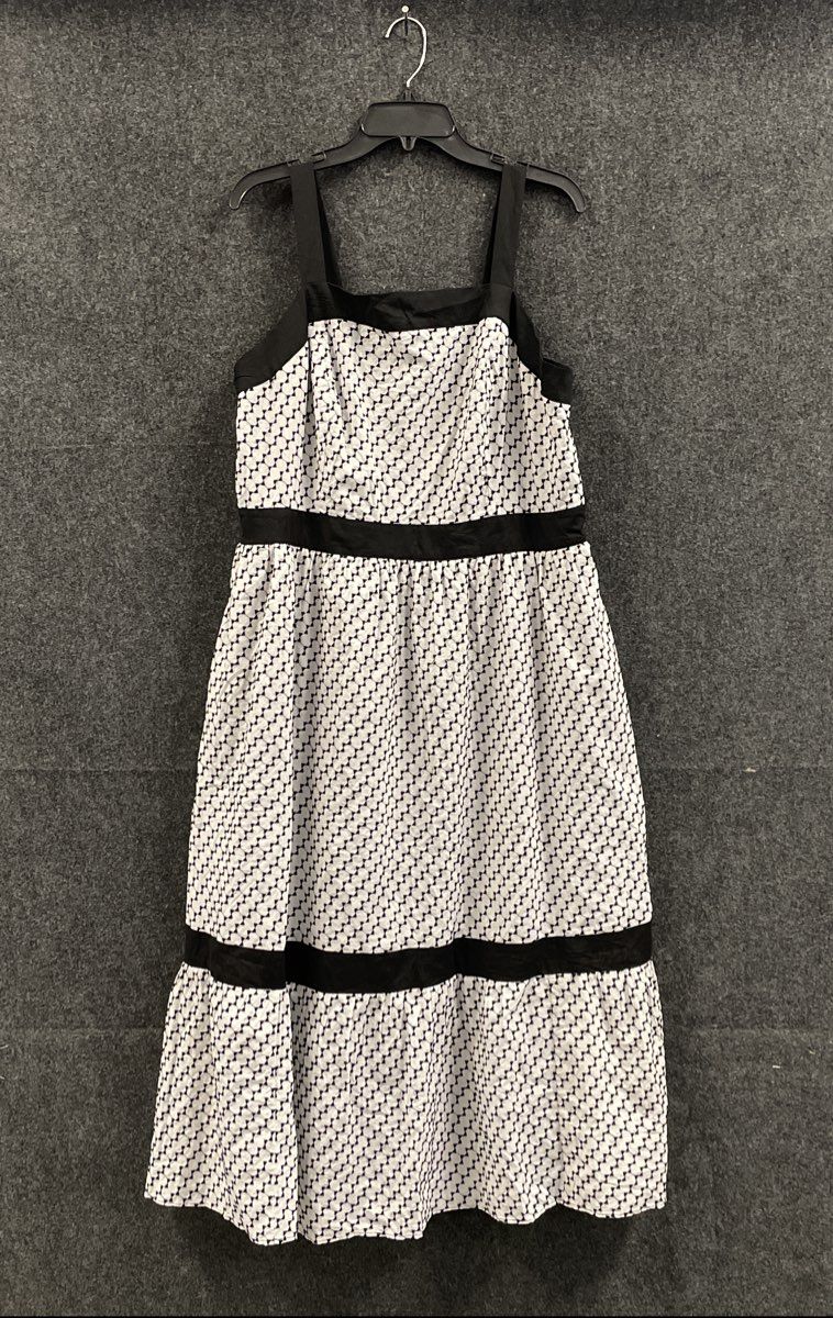 Lane Bryant Women's Black White Geometric Embroidered Cotton Dress NWT Sz 16