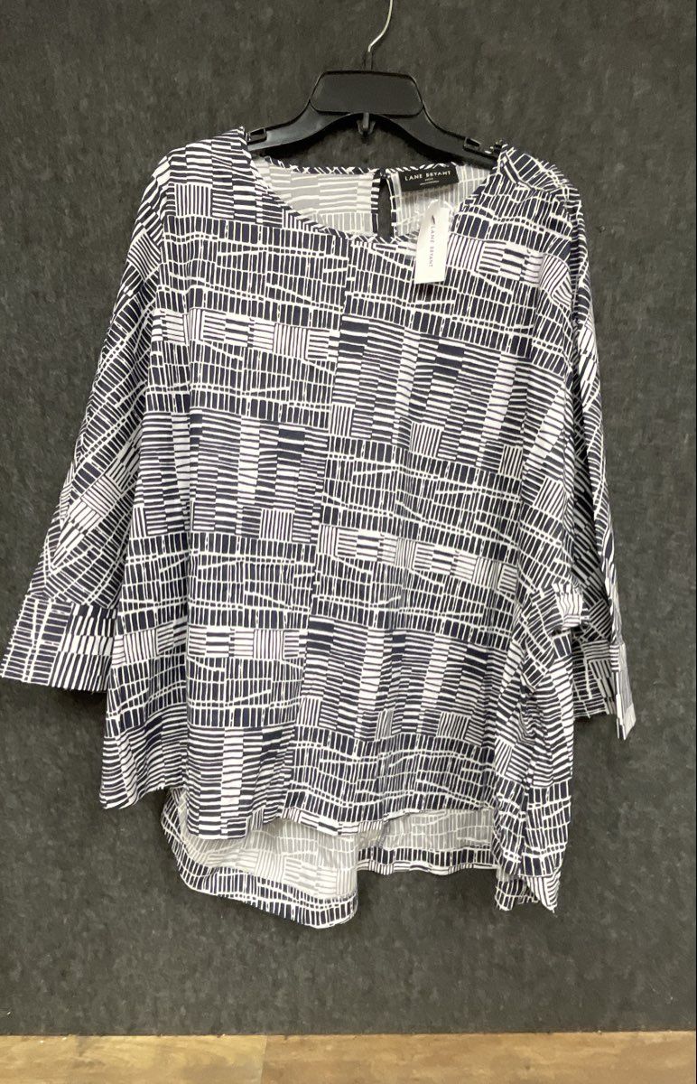 Lane Bryant Women's Geometric Navy White Hi-Low Tunic Dress Sz 22/24 NWT