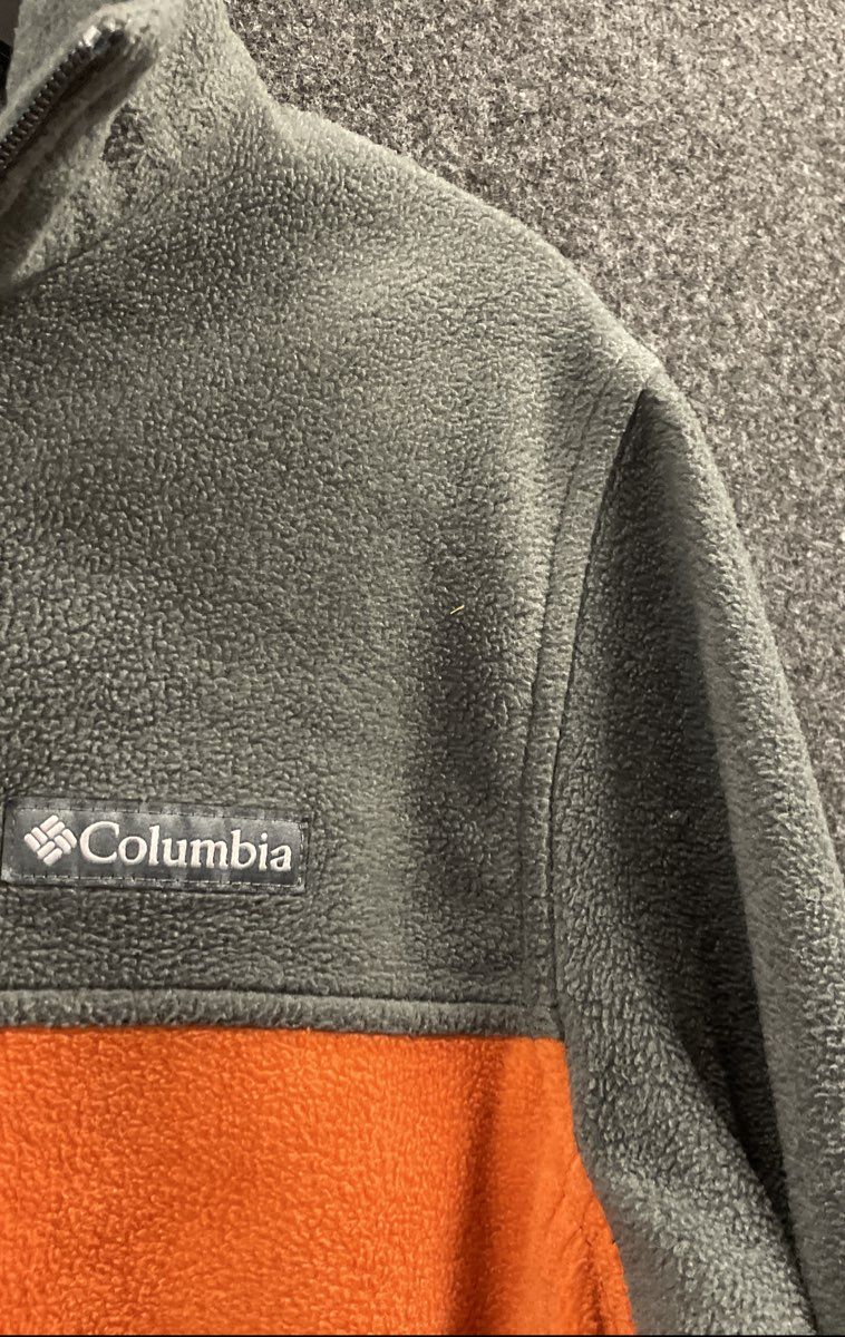 Columbia Men's Steens Mountain Colorblock Full Zip Fleece Jacket Gray Orange S