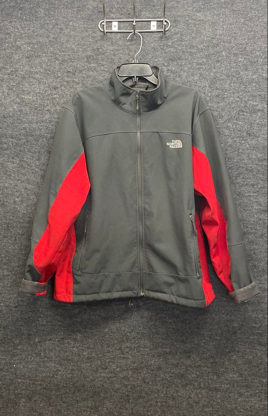 The North Face Men's Gray Red Softshell Fleece Lined Full Zip Jacket Sz XL