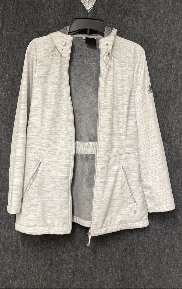 ZeroXposur Women's Gray Heather Sherpa Fleece Lined Softshell Hoodie Jacket Sz M