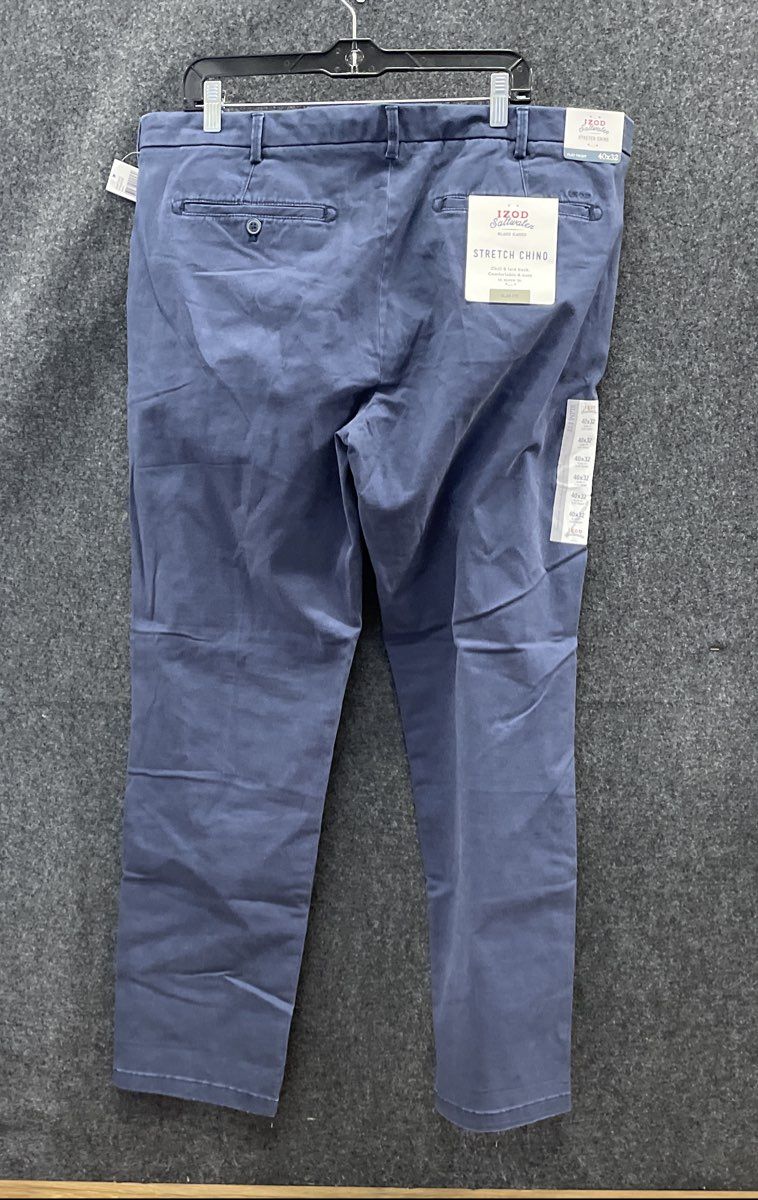 Izod Men's Saltwater Stretch Chino Pants Cadet Navy Blue Slim Fit 40x32 NWT