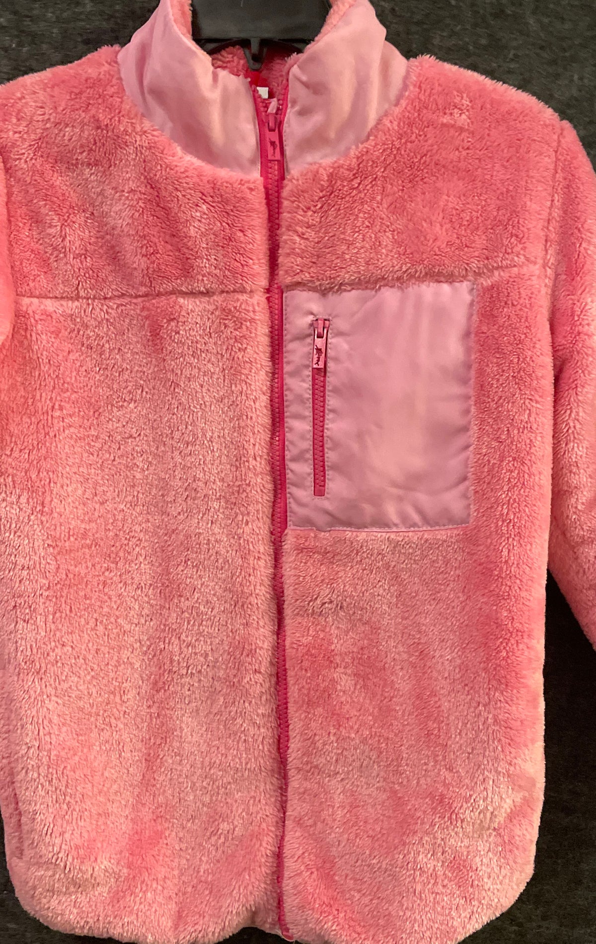 Tommy Bahama Girls Pink Full Zip Sherpa Fleece Jacket Thumbholes Sz L 10/12