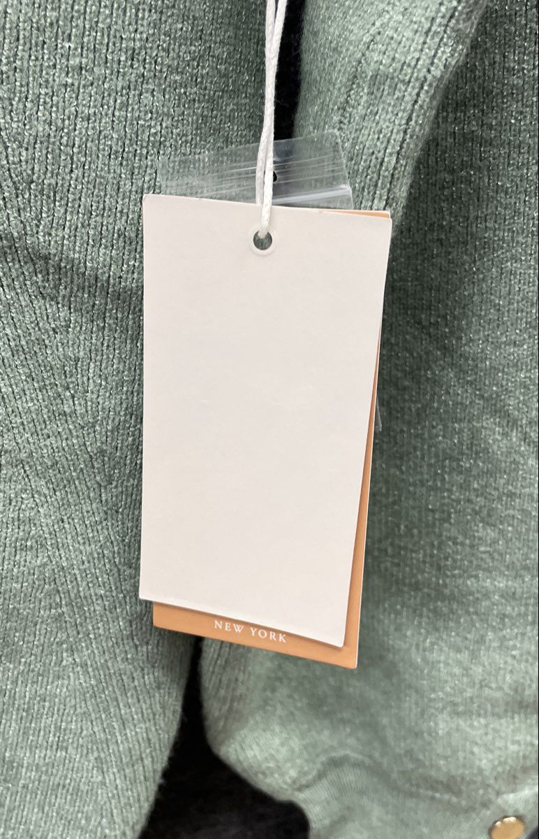 Cyrus Women's 2314 Eucalyptus Ribbed Crewneck Raglan Sweater Button Cuff XS NWT
