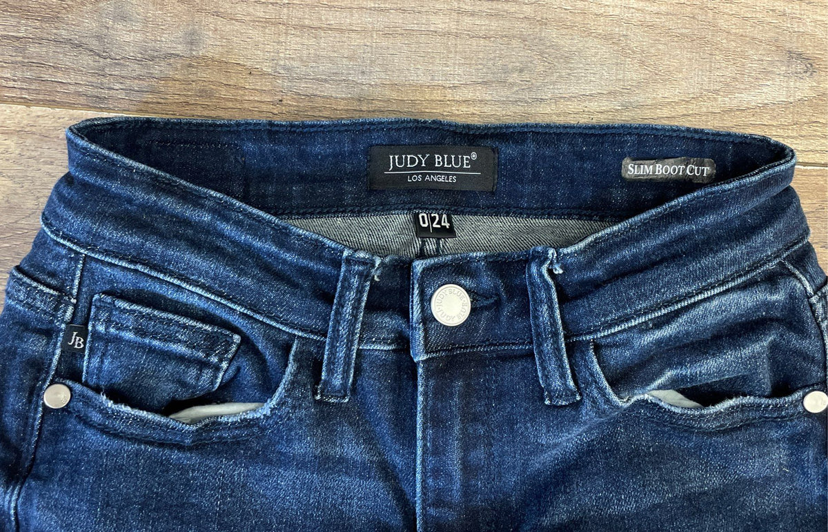 Judy Blue Women's Slim Boot Cut Jeans Dark Wash Blue Denim Sz 0/24