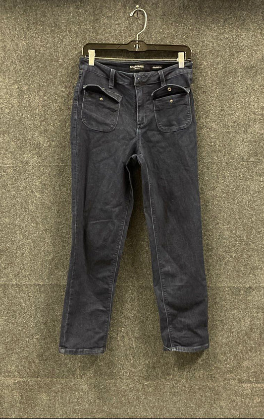 Susan Graver Women's Dark Blue Cargo Pocket Straight Leg Jeans Sz 6