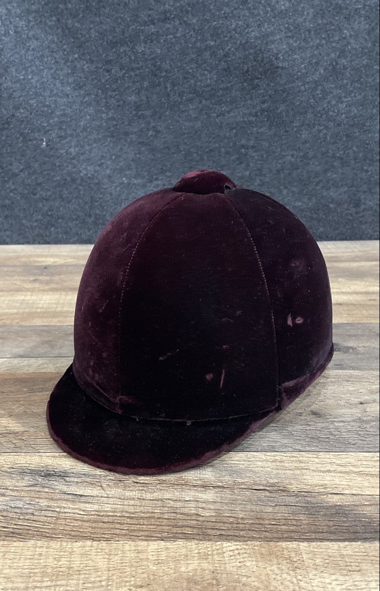 Vintage Women's Burgundy Velvet Equestrian Riding Hat Hunt Cap Maroon