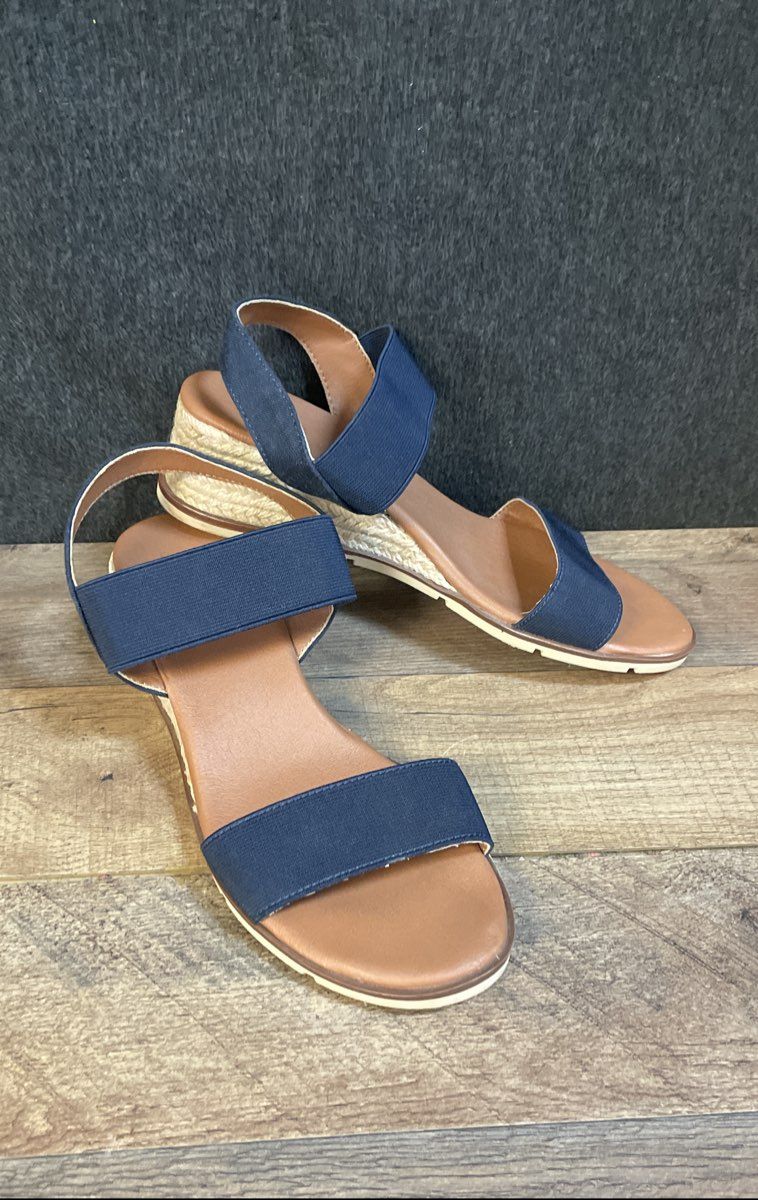 Tommy Bahama Pauline Navy Blue Espadrille Wedge Sandals Women's Size 8M