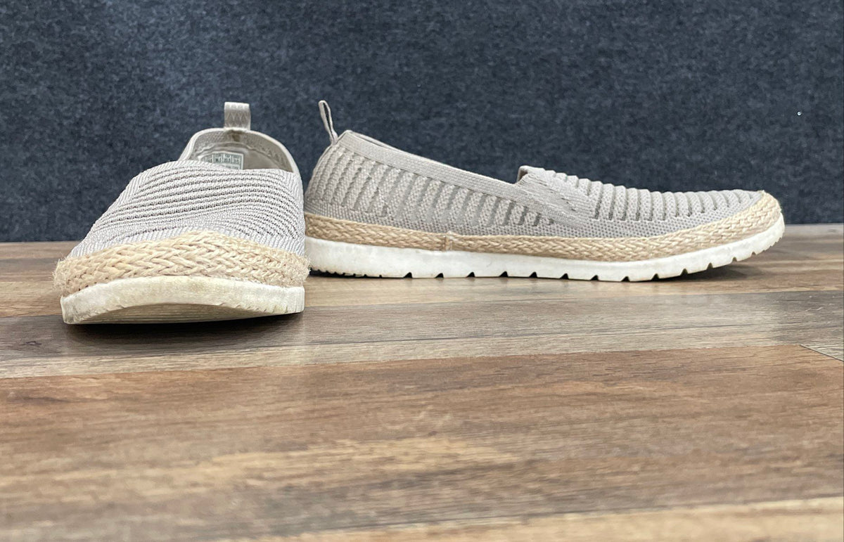 Skechers BOBS Grey Knit Espadrille Slip-On Shoes Women's Size 6.5