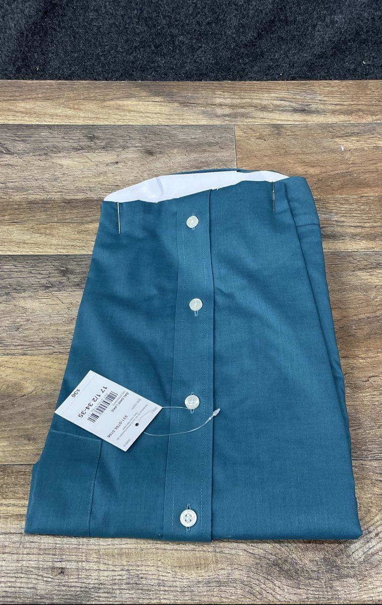 Stafford Men's Teal Reg Fit Easy-Care Broadcloth Stretch Shirt NWT 17.5 34-35
