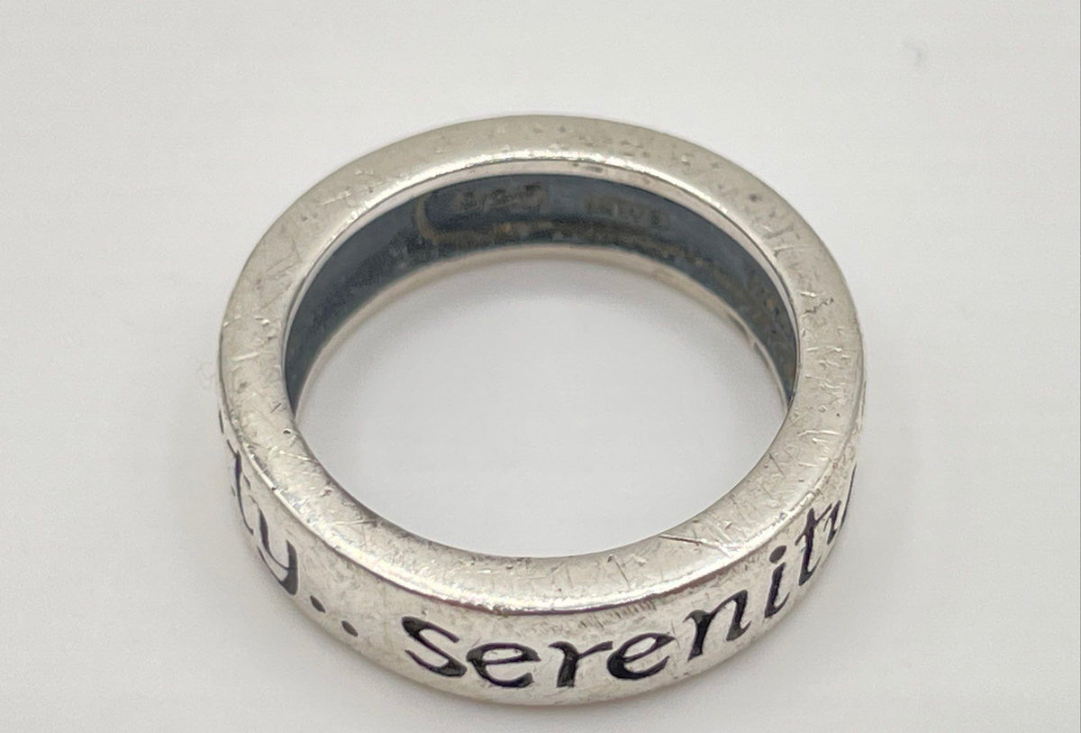 MWS 925 Sterling Silver Engraved Serenity Ring 5.9g