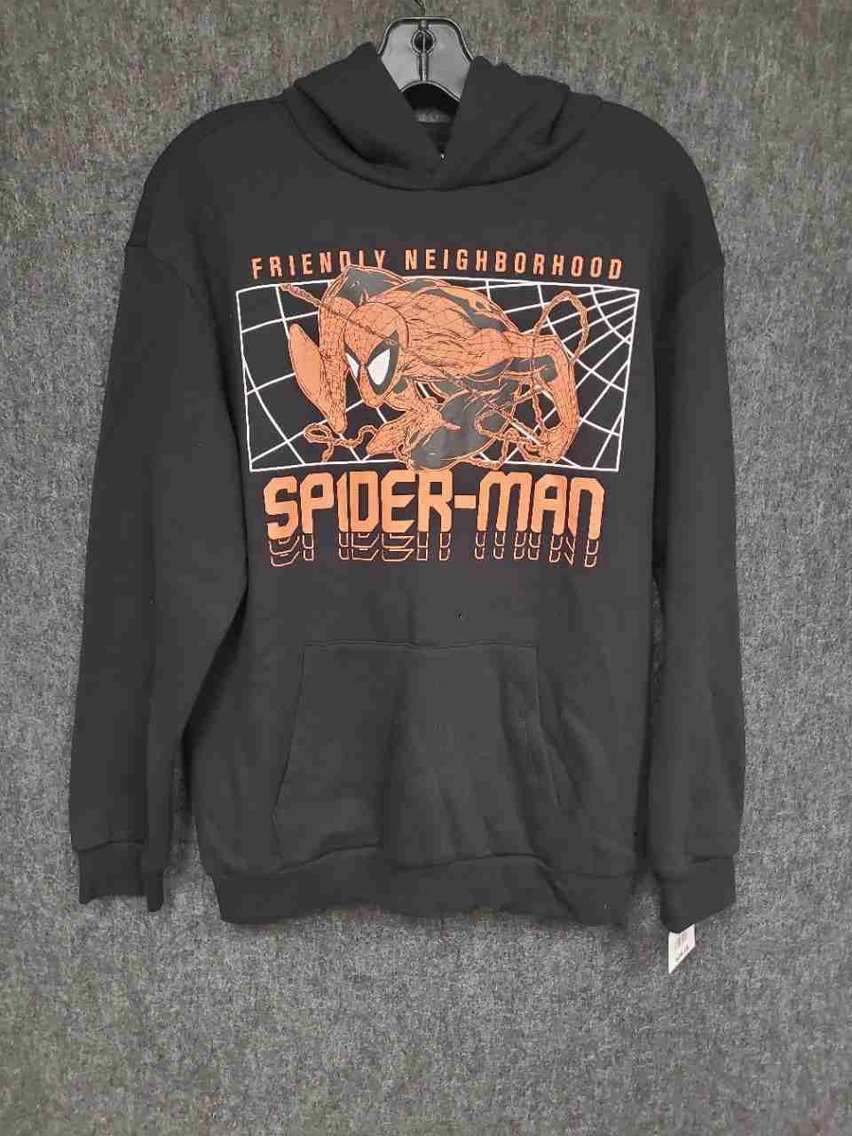 Marvel Men's Spider-Man Hoodie Black Friendly Neighborhood Graphic Large NWT