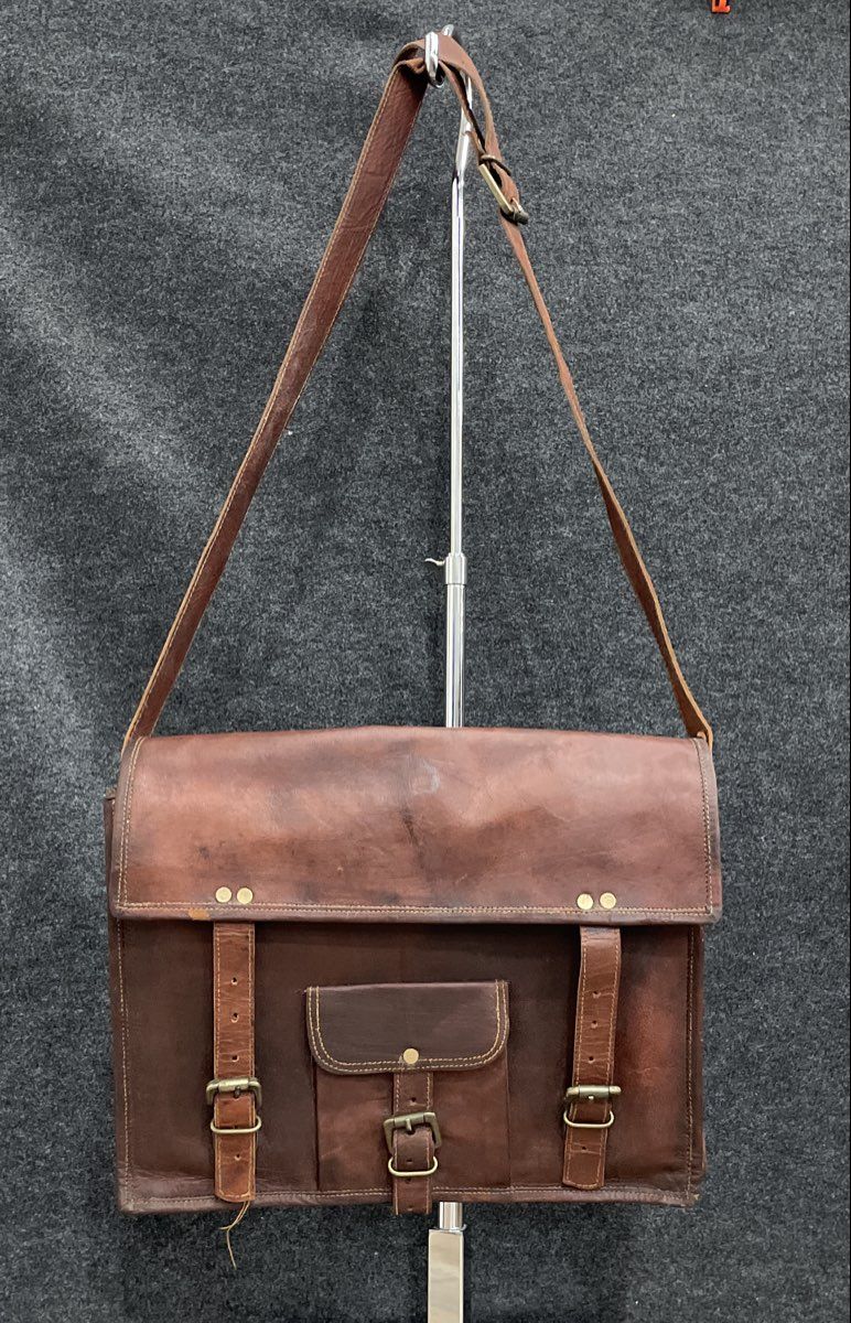 Brown Leather Messenger Bag Laptop Briefcase Satchel Adjustable Strap