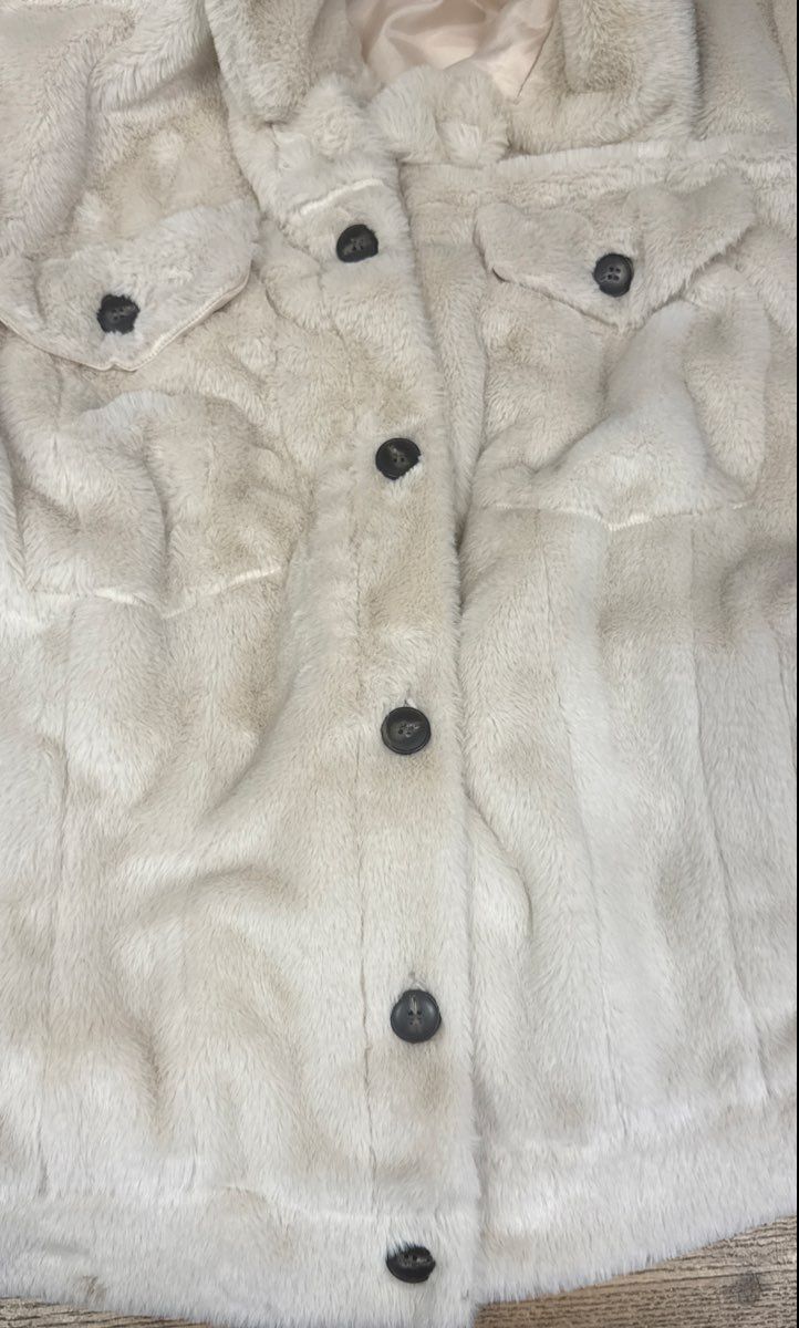Ci Sono Women's Cream Sherpa Teddy Button-Up Jacket Sz 3X