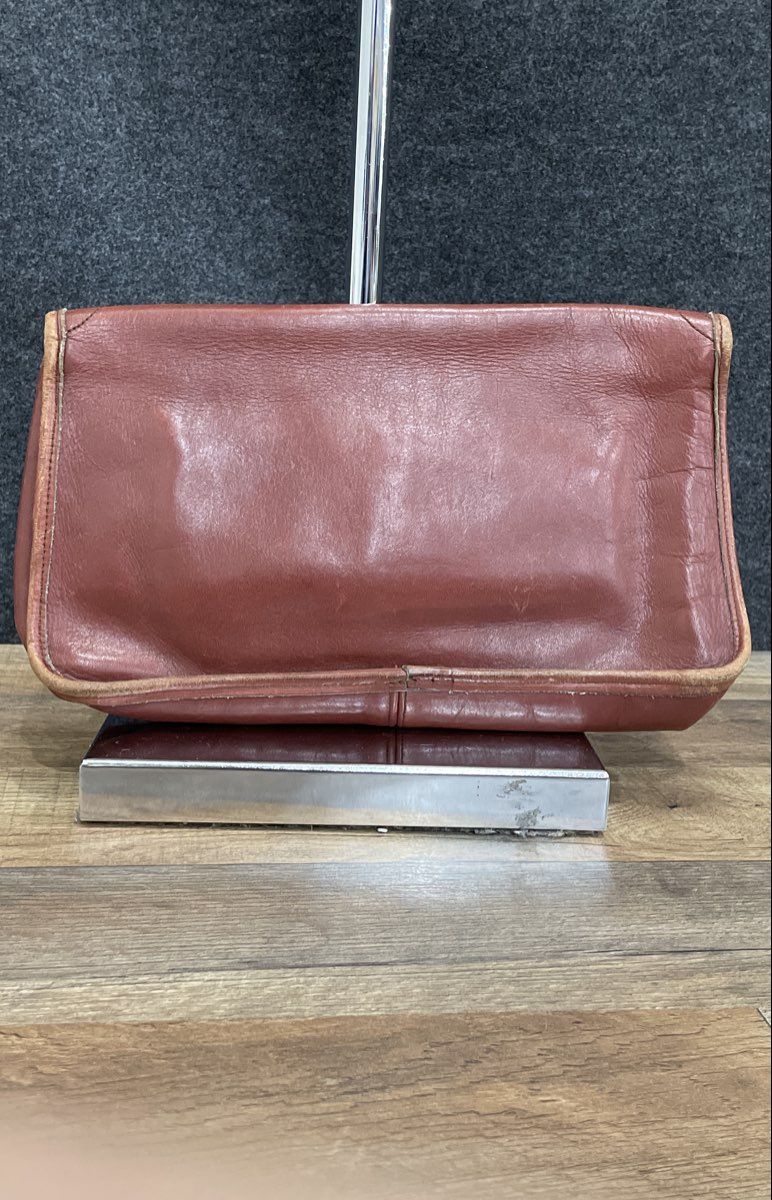 Vintage Bass Burgundy Red Leather Flap Clutch Pouch Bag Tassel Detail
