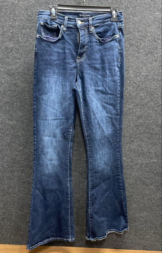 Lucky Brand Women's High Rise Flare Jeans Dark Wash Stretch Raw Hem Sz 8/29