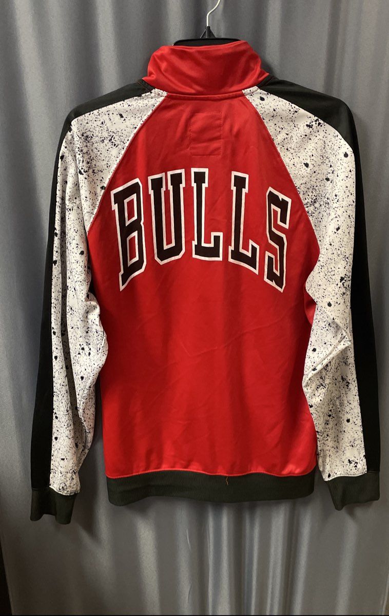 Vintage Y2K UNK NBA Men's Chicago Bulls Warm-Up Track Jacket Red Speckle Sz L