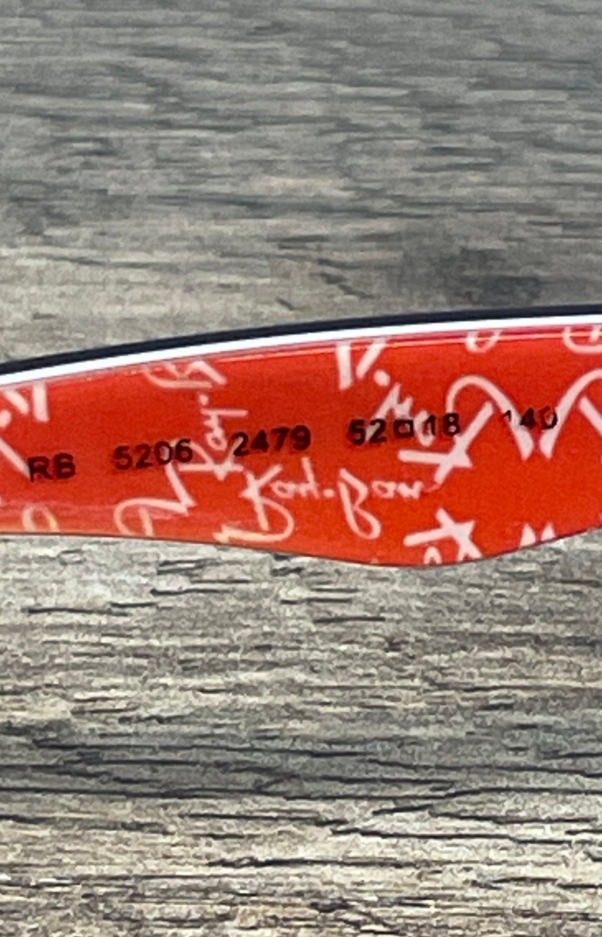 Ray-Ban Unisex RB 5206 2479 Eyeglasses Black Red Print Sz 52-18 140 With Case