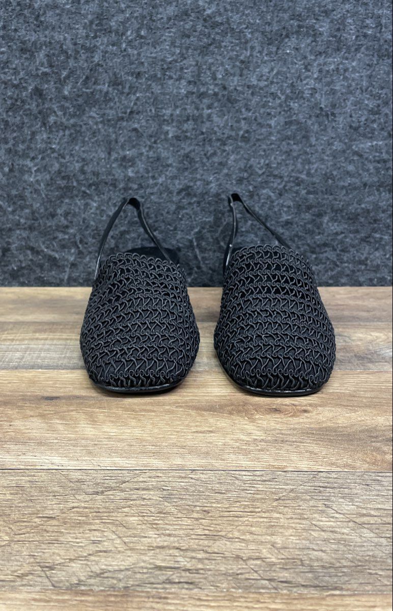 Karen Scott Carolton Black Woven Mesh Slingback Low Block Heel Size 7.5 M