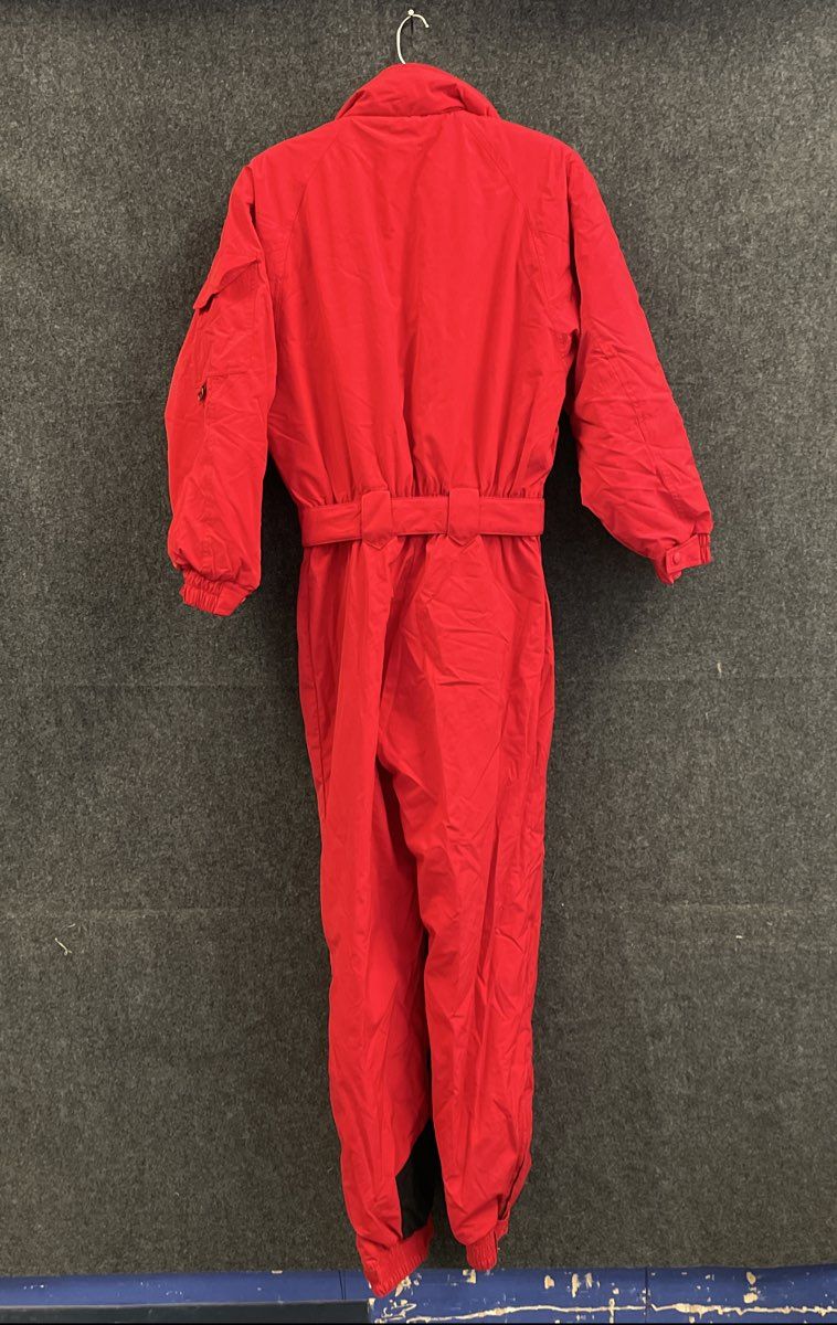 Vintage Y2K Eddie Bauer Women's Red Belted One Piece Ski Snow Suit Sz 10 Tall