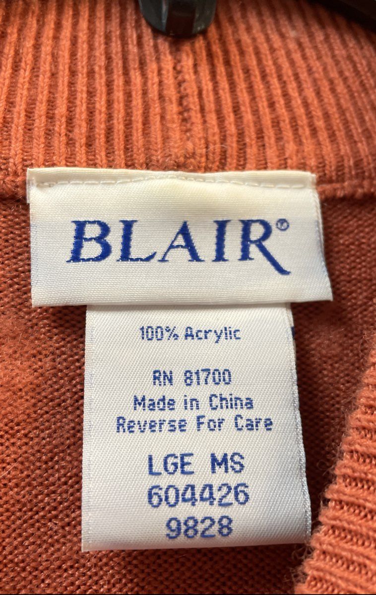 Blair Women's Orange Mock Neck Long Sleeve Acrylic Knit Sweater Size Large