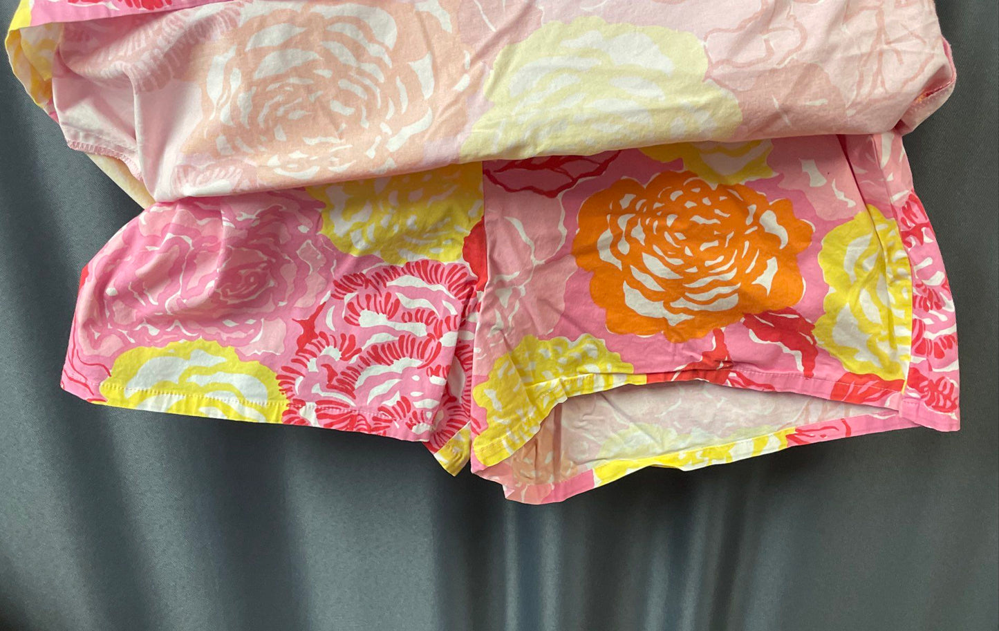Lilly Pulitzer Girls' Pink Orange Floral Rose Stretch Grommet Skort Sz 10