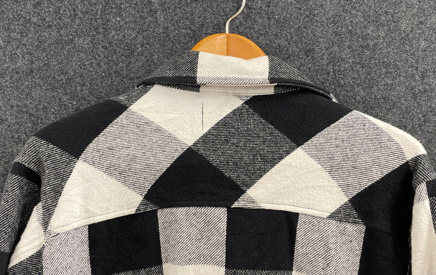 Lucky Brand Women's Black White Buffalo Plaid Flannel Shacket Shirt Jacket Sz M