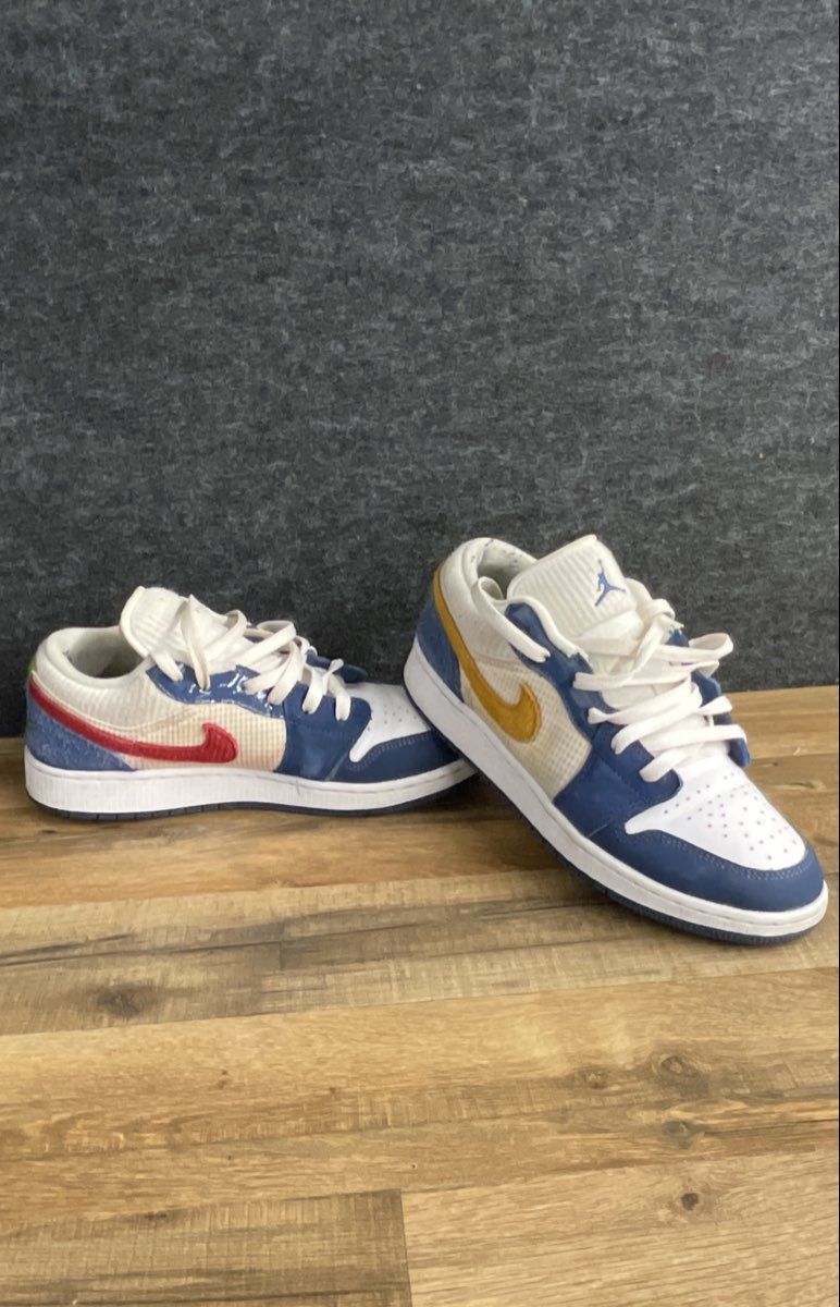 Nike Air Jordan 1 Low SE Multi-Color French Blue Gym Red Youth Size 6.5Y