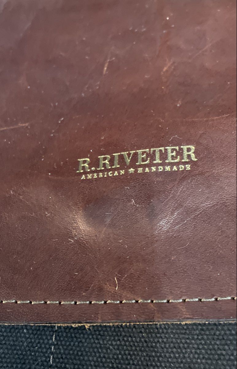 R. Riveter Black Canvas Brown Leather American Handmade Crossbody Bag 2018