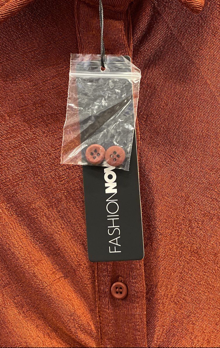 FashionNova Women's Chocolate Silky Slinky Maxi Dress Ruched Collared NWT Sz S