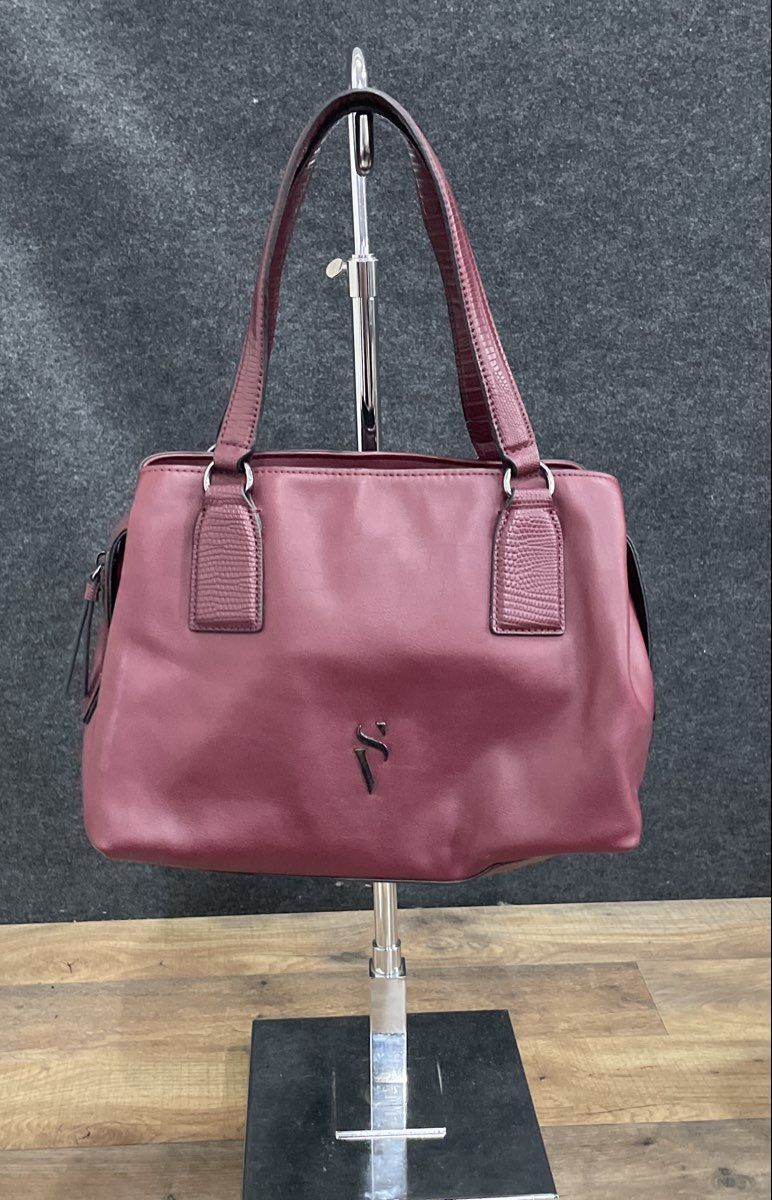Simply Vera Vera Wang Maroon Faux Leather Triple Compartment Satchel Bag