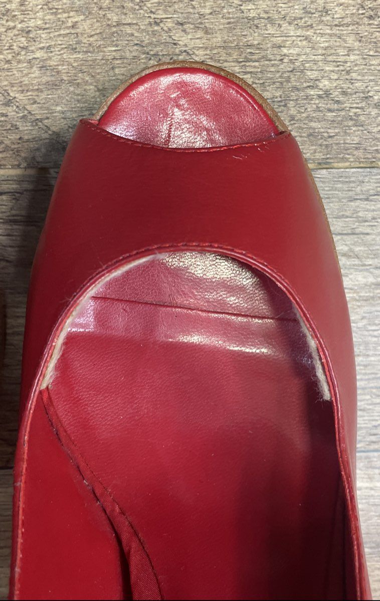 Jeffrey Campbell Ibiza Last Red Leather Peep Toe Platform Pump Heels Size 8