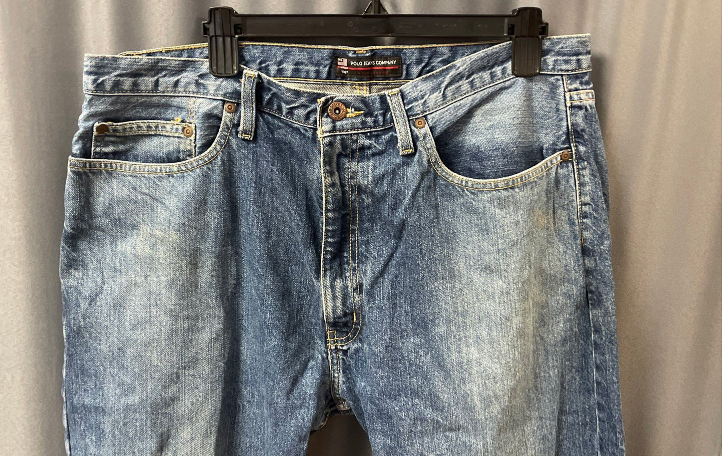 Vintage Y2K Polo Jeans Co Men's Blue Woodrow Straight Leg Denim Jeans Sz 36x30