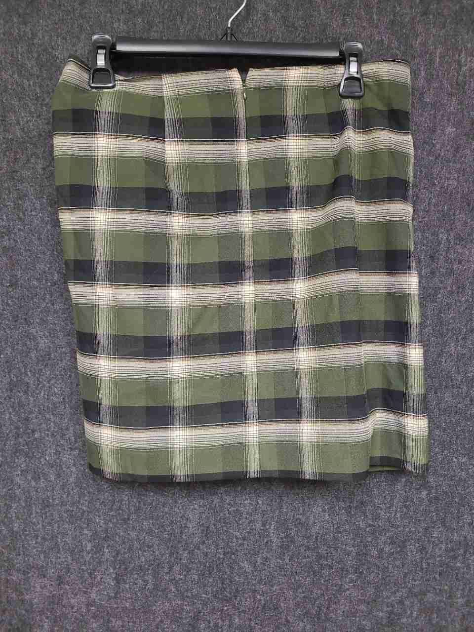 Loft Women's Green Plaid Knot Front Wrap Style Skirt NWT Size 4