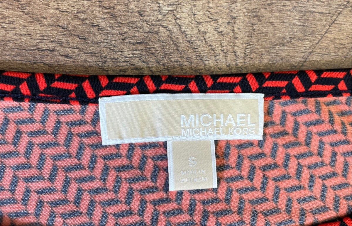 Michael Kors Women's Mixed Print Shift Dress Red Black Houndstooth Size S