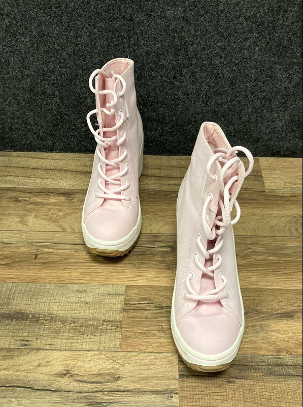MIA Brittnee Pink Textile Platform Lace Up Ankle Boots Women's Size 8