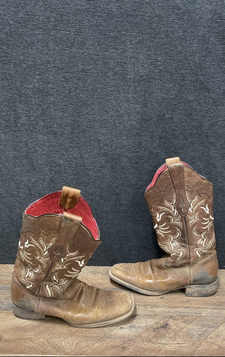 Los Altos Rage Brown Leather Western Square Toe Cowboy Boots Women's Size 9 M