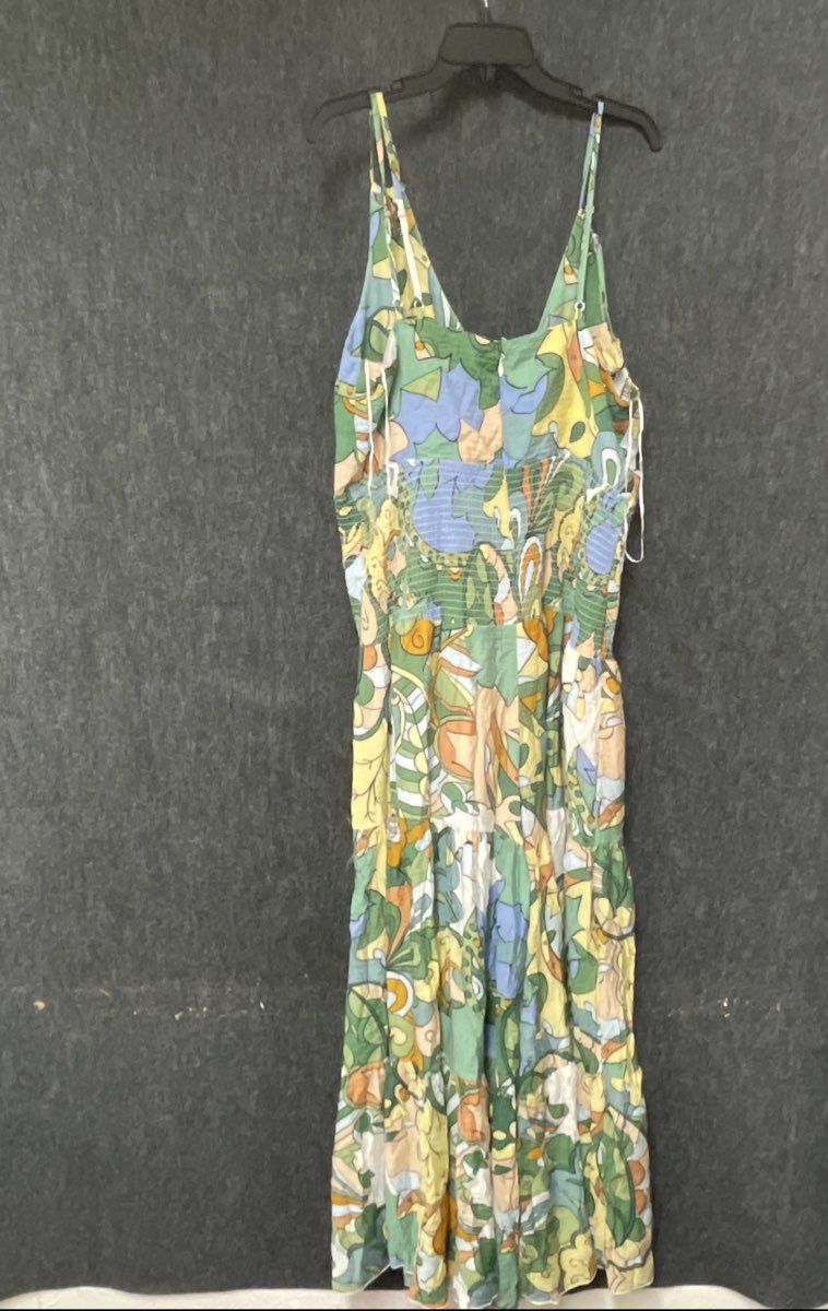 Fashion Nova Women's Kamiyah Printed Jumpsuit Green Abstract Smocked NWT Sz 2X