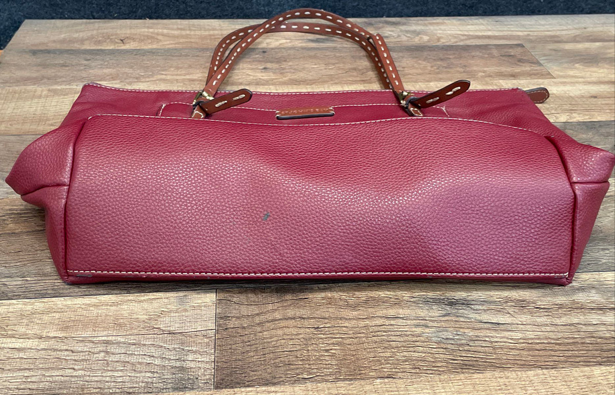 St. John's Bay Maroon Pebbled Leather Tote Bag Large Shoulder Bag Brown Straps