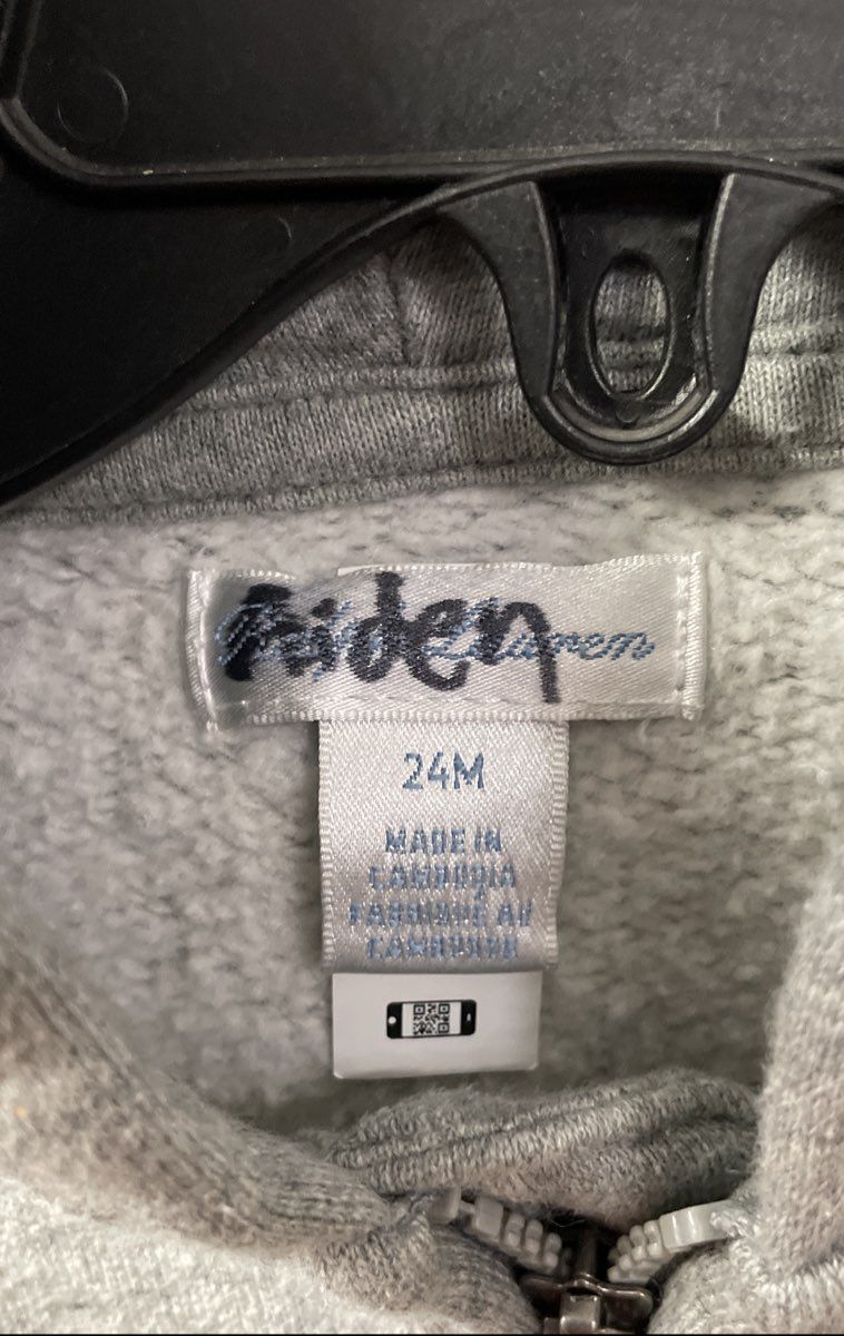 Polo Ralph Lauren Toddler Gray Full Zip Hoodie Navy Pony Logo Sz 24T