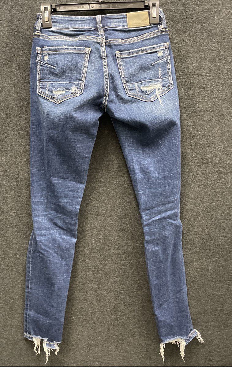 BKE Women's Stella Blue Distressed Slim Low Rise Ankle Skinny Jeans Sz 25