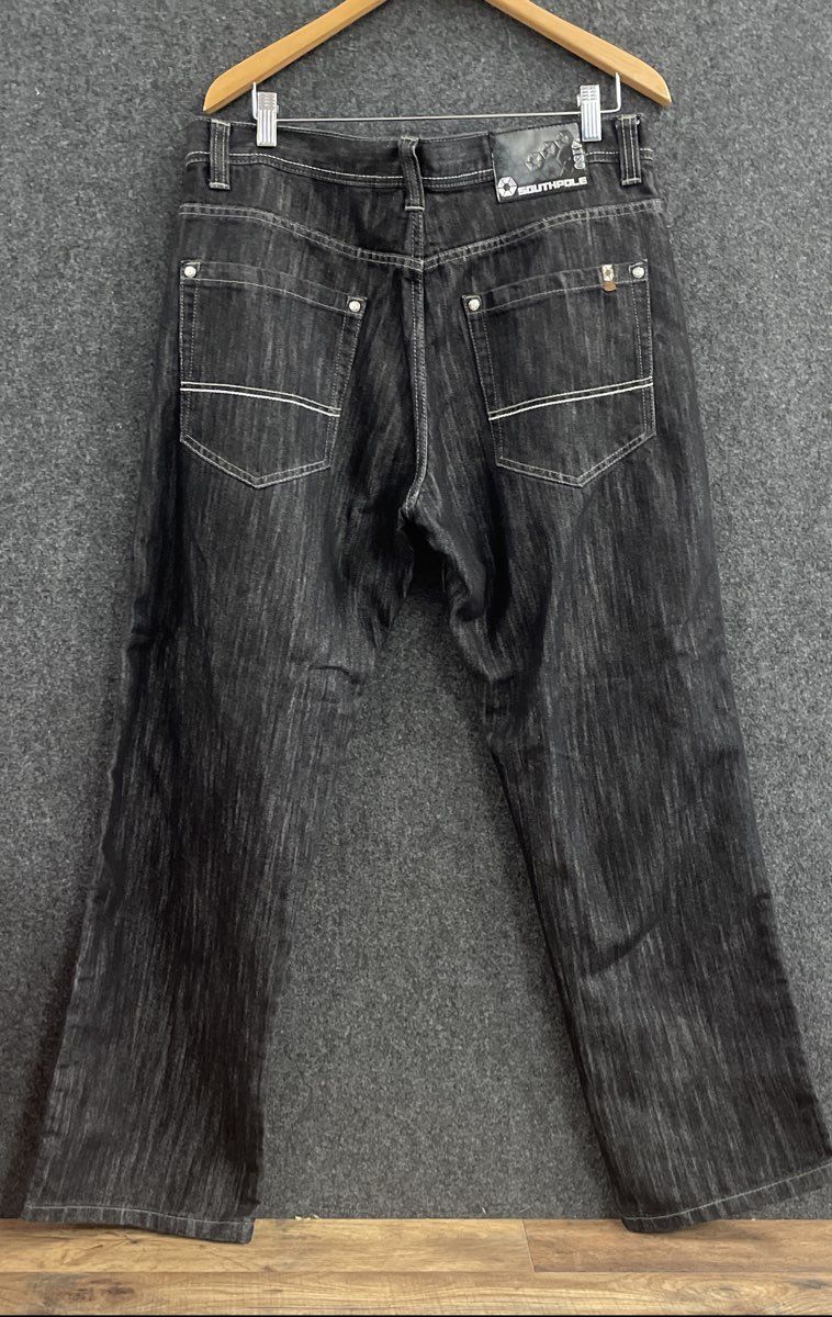 Southpole Men's Black Denim Contrast Stitch Streetwear Relaxed Jeans Sz 36x32