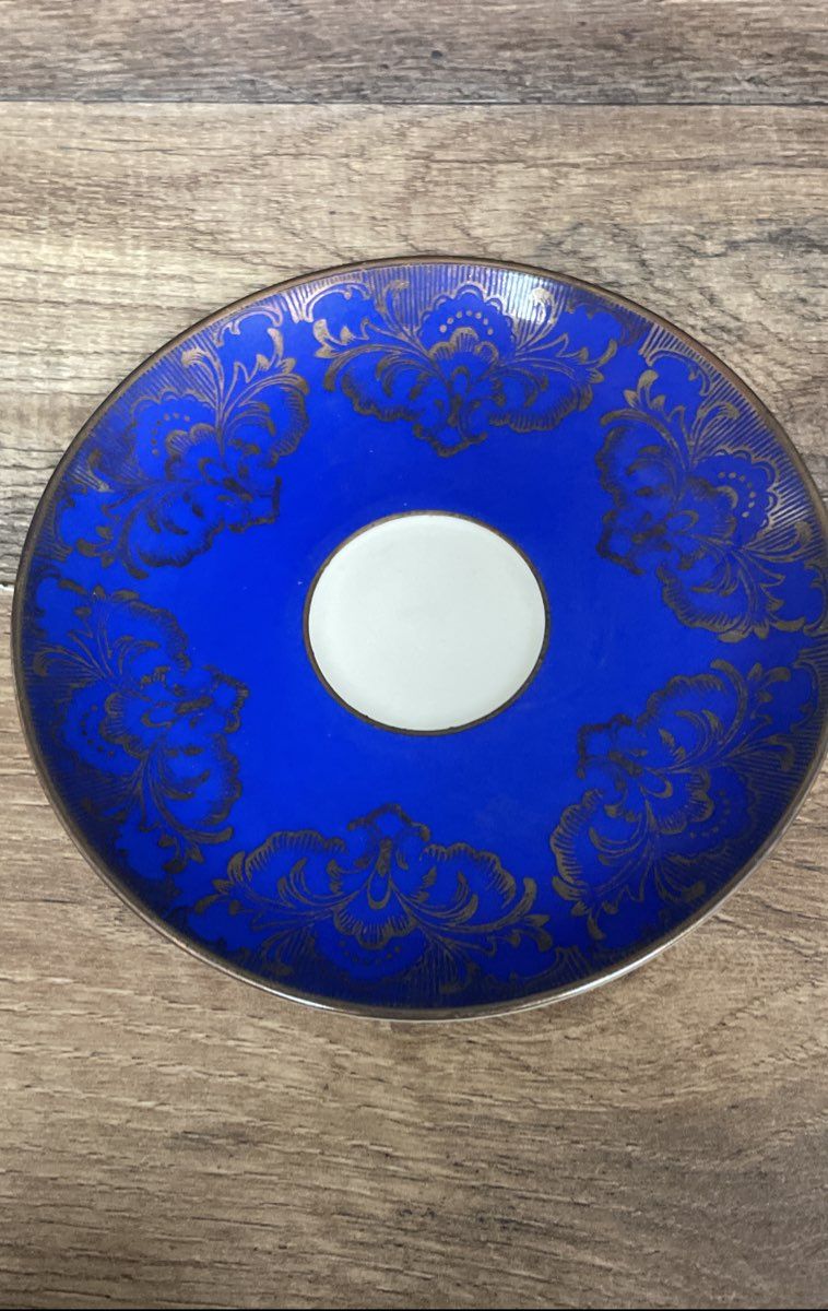 Alka Bavaria 950 Cobalt Blue Gold Scroll Cup & Saucer Set Porcelain Germany