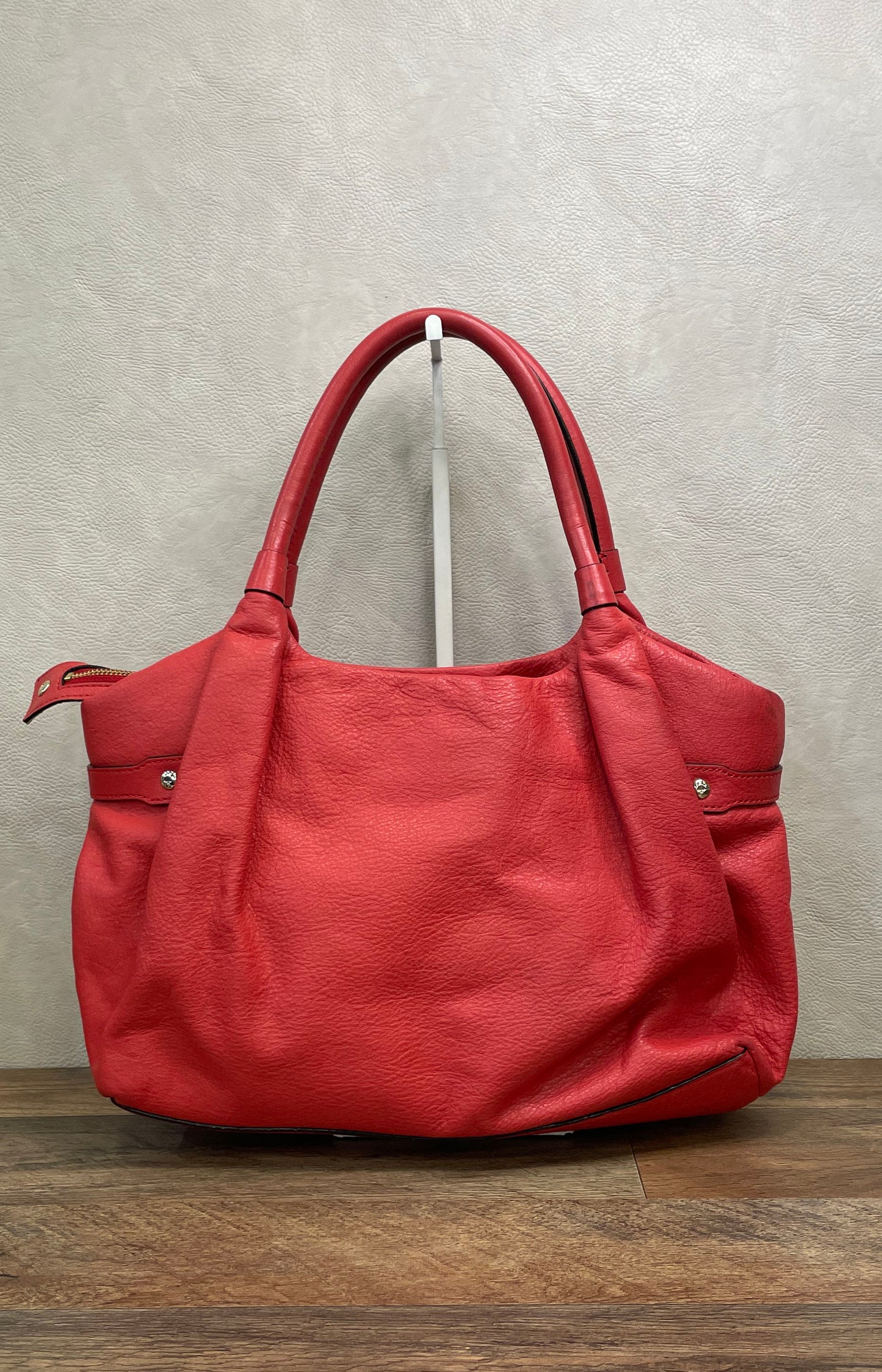 Kate Spade New York Red Pebbled Leather Shoulder Bag Tote Gold Hardware