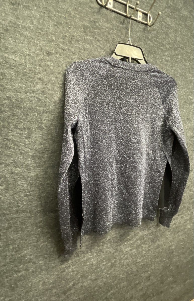 J.Crew Women's Silver Black Metallic Shimmer Crewneck Sweater Sz XXS