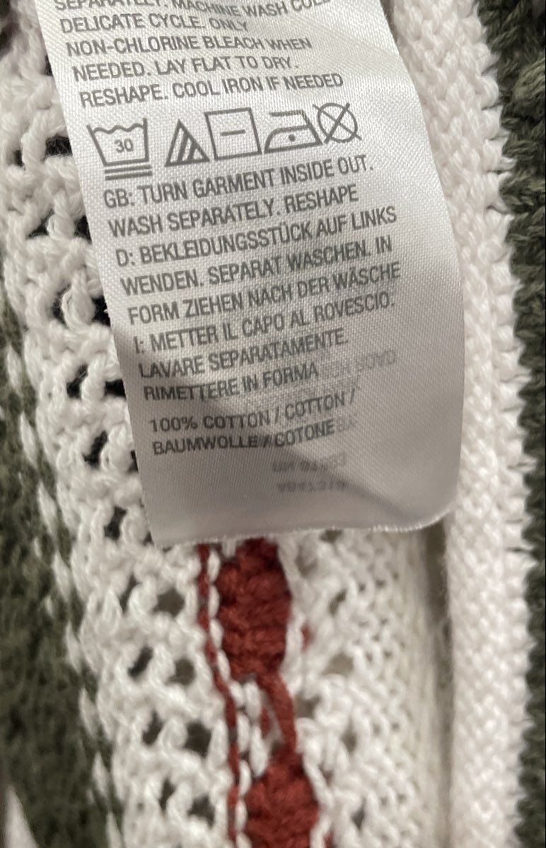 Joan Rivers Women's Open Knit Cotton Sweater Green White Striped Sz 1X