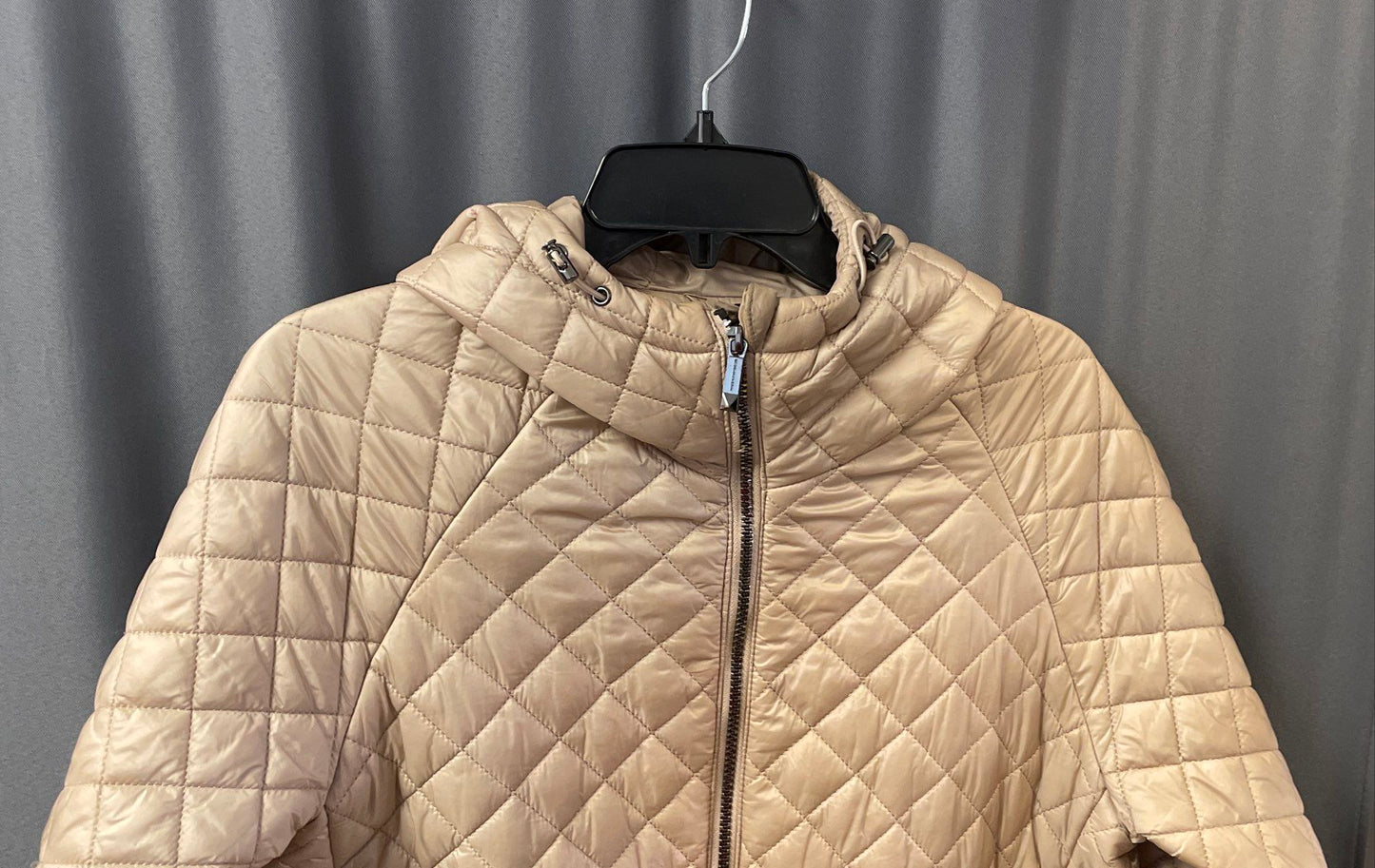 BCBGMAXAZRIA Women's Tan Quilted Puffer Jacket Hooded Eco-Friendly Fill Sz M
